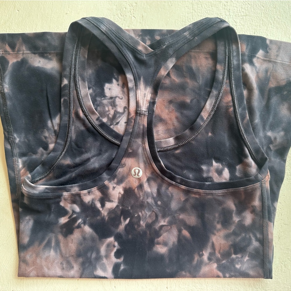 LULULEMON ATHLETICA COOL RACERBACK TANK NULU NAVY/ PLUM TIE DYE